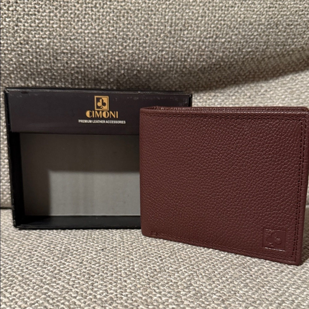 Brown Burgundy Wallet Bifold Leather RFID